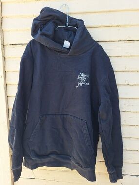Black Graphic Hoodie with White Chest Script